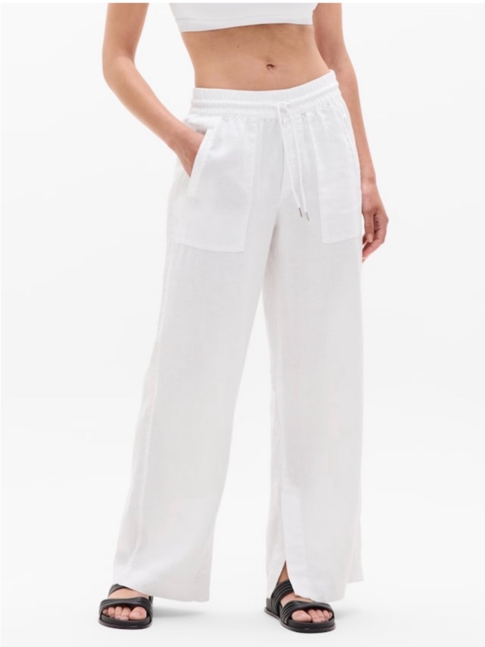Athleta Retreat Linen Wide Leg Pants in Calla Lily (White) XS